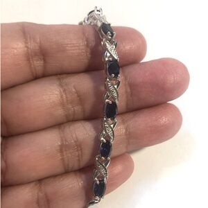 New 12 Ct Lab Grown Sapphire Sterling Silver Bracelet